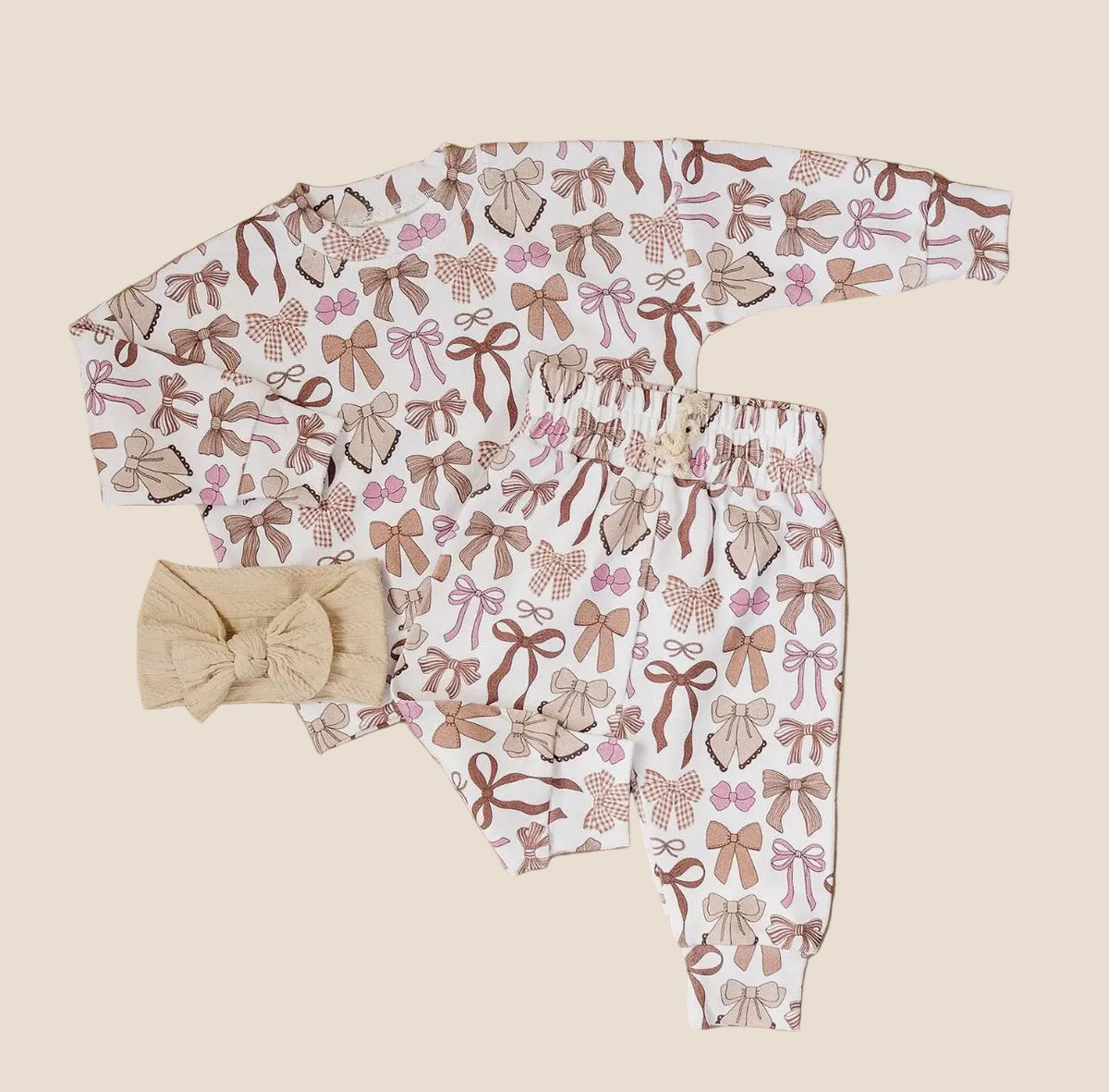 Mocha Bows Jogger Set