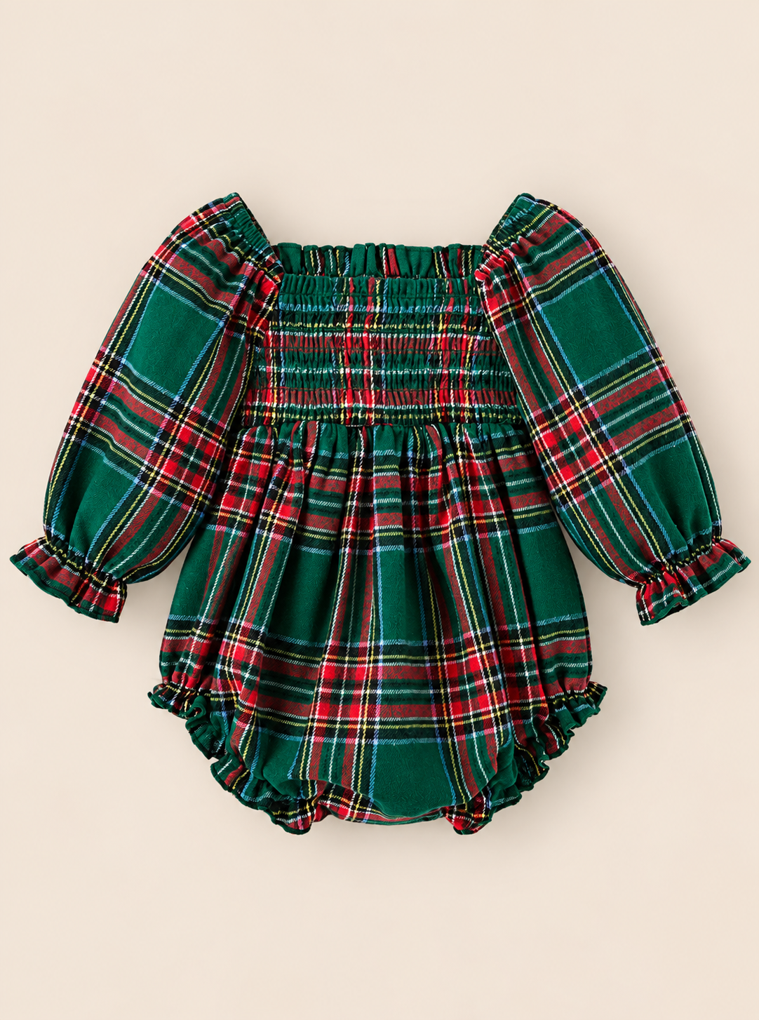 Plaid Smocked Bubble Romper
