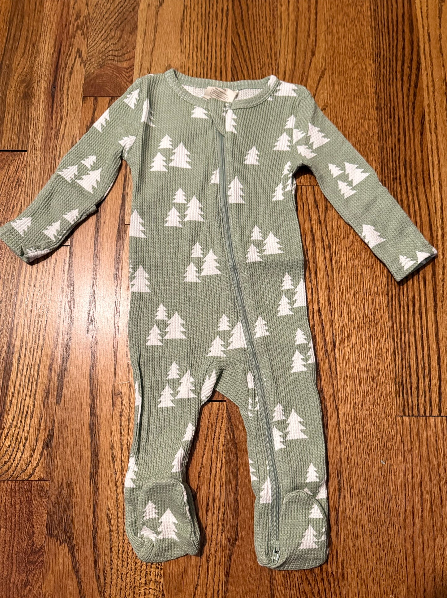 Waffle 2 Way Zip Footie - Trees