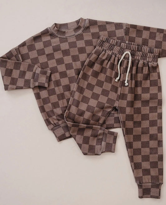 Espresso Checkered Jogger Set
