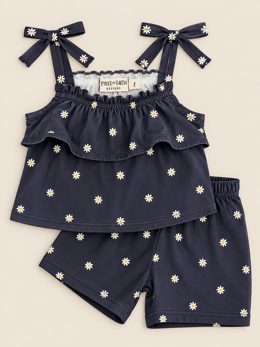 Two Piece Navy Floral Set