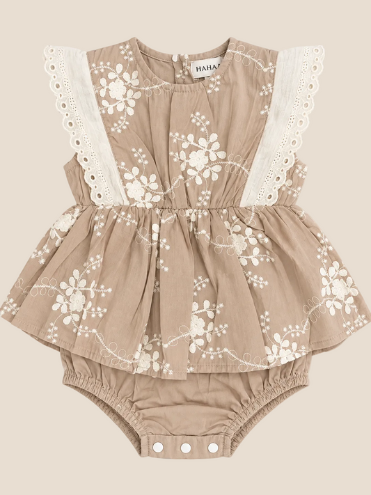 Embroidered Short Sleeve Floral Onesie