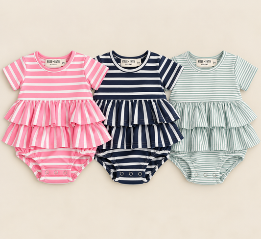 Striped Ruffled Romper