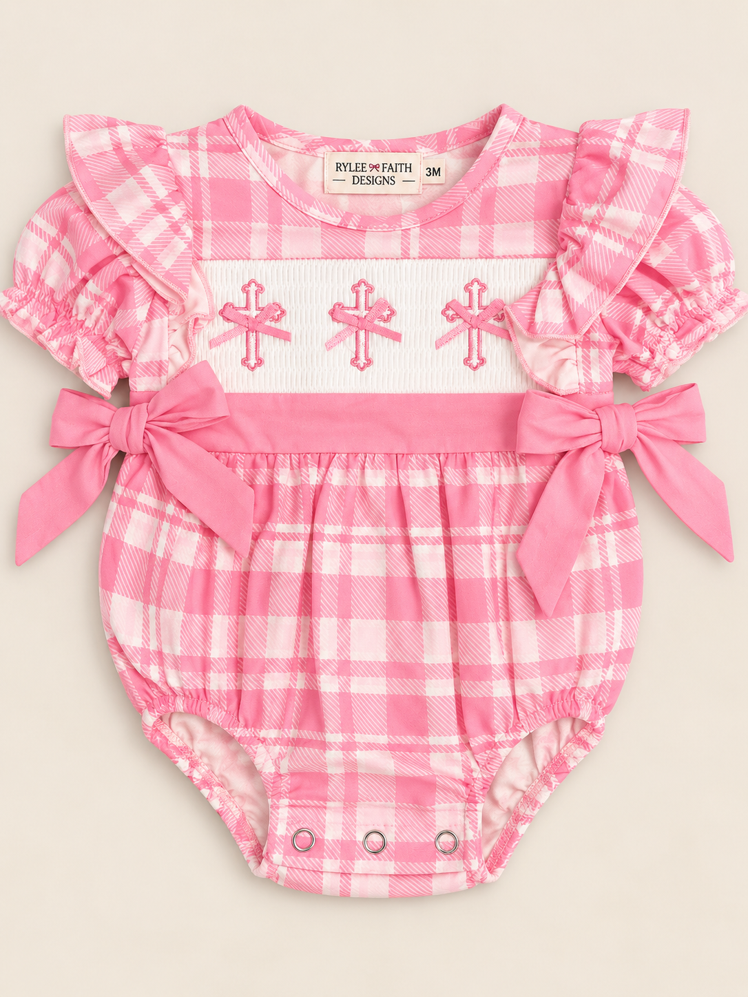 Cross Smocked Embroidered Romper