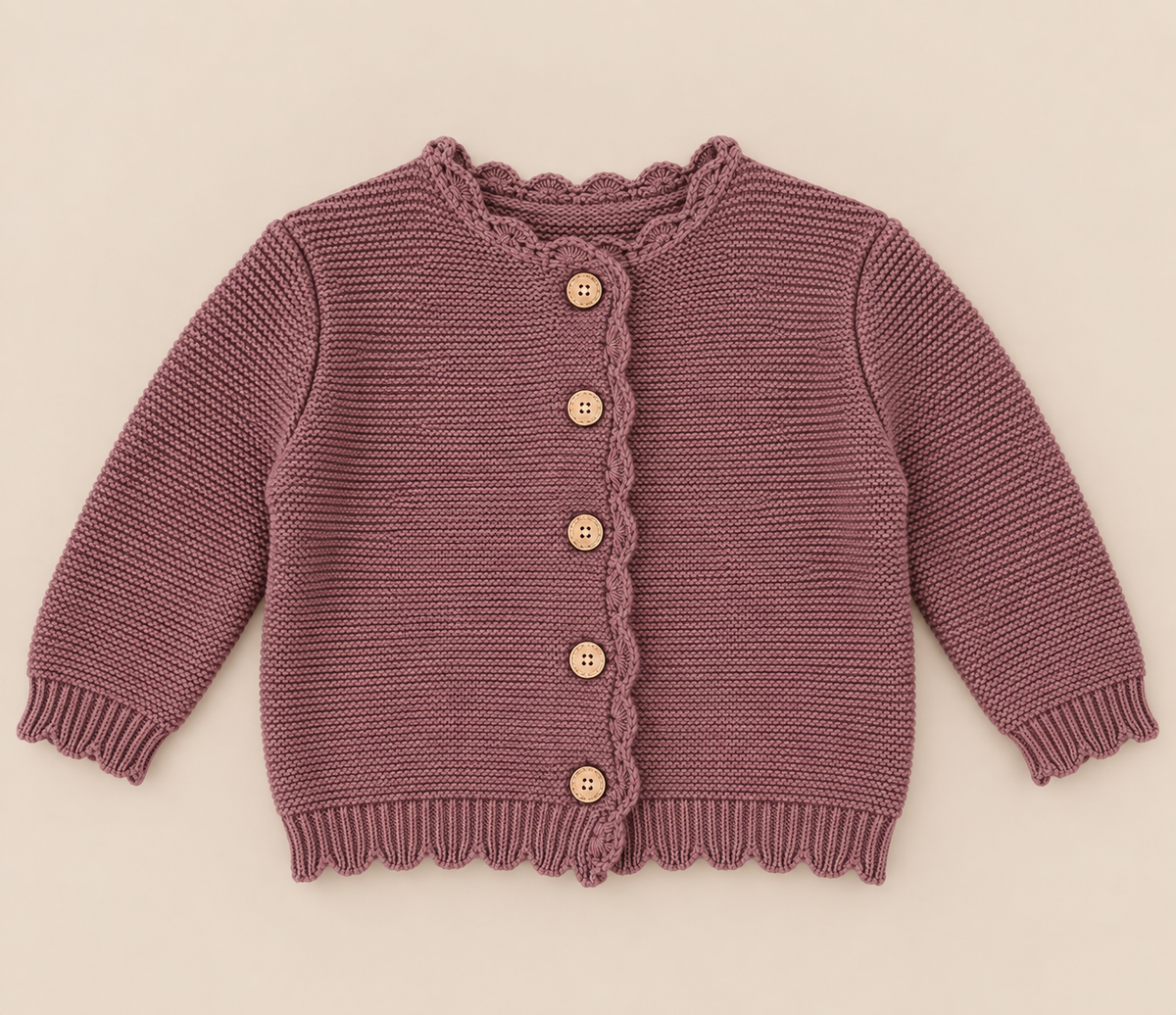 Scalloped Edge Knit Cardigan