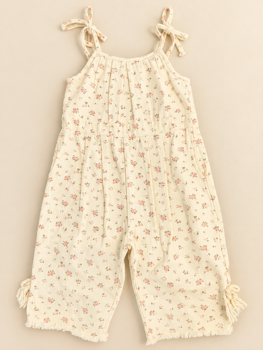 Denim Floral Overalls