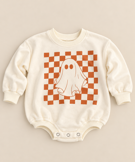 Checkered Ghost Bubble Romper