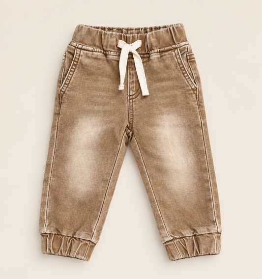 Denim Joggers - Camel